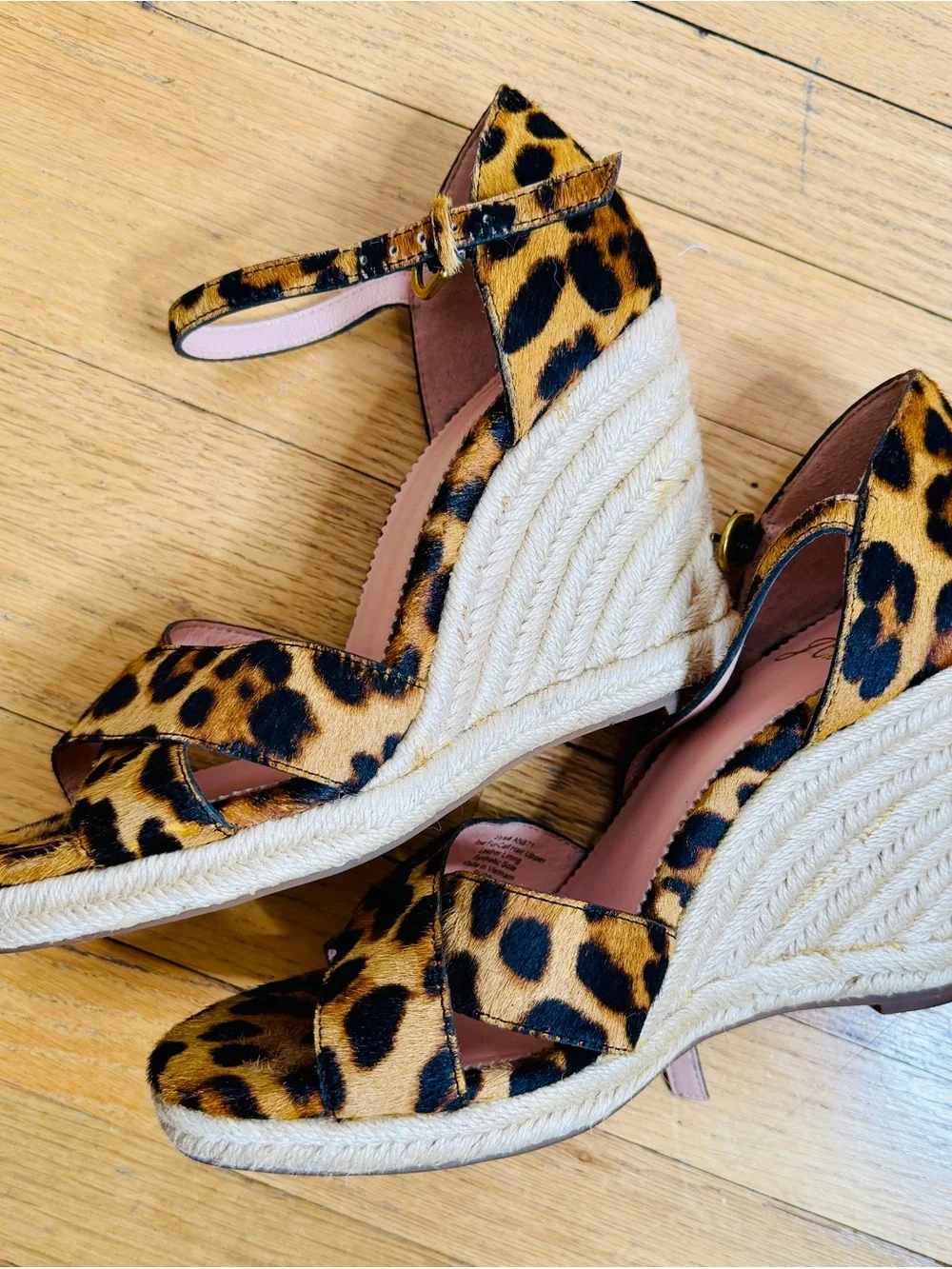 J.Crew Jute Wedge Espadrille Sandals — Leopard Calf Hair